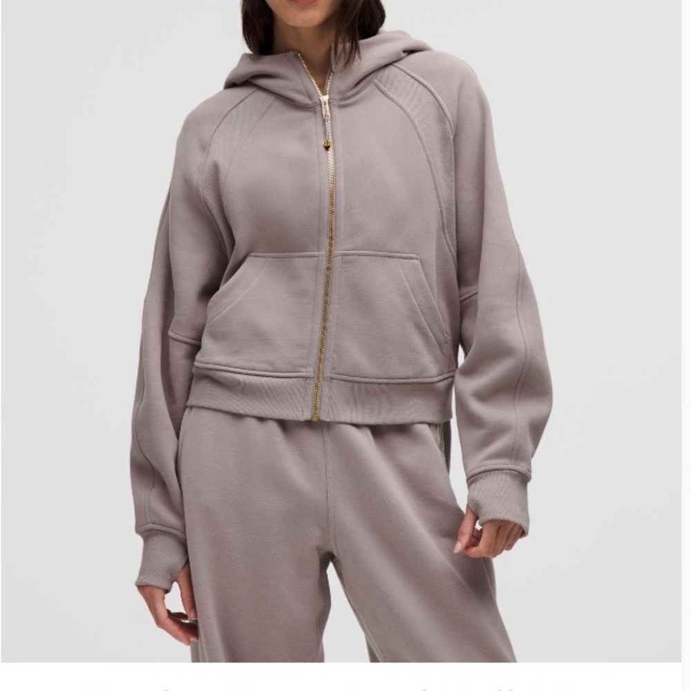 LULULEMON SCUBA OVERSIZED FULL ZIP & SCUBA SWEATPANTS GREY/GOLD